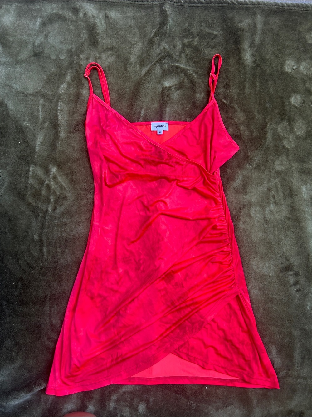 superdown Bright Pink Satin Wrap-Style Mini Dress